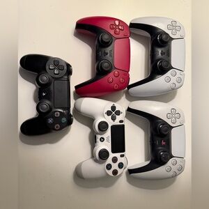 Set of 3 PS5 controllers/2 PS4 controllers, NOT TESTED